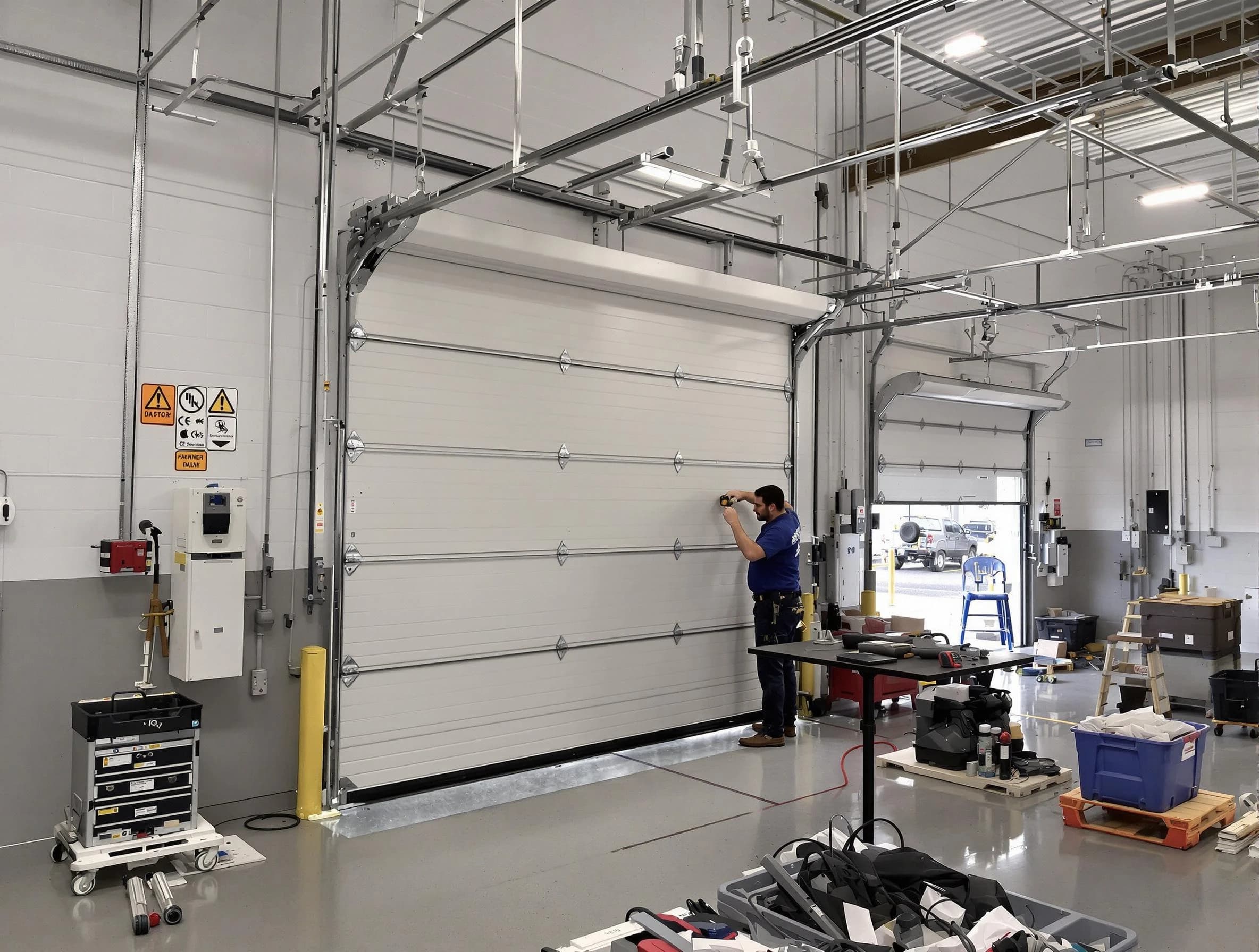 Commercial garage door repair being performed by Dickson Garage Door Repair expert in Dickson
