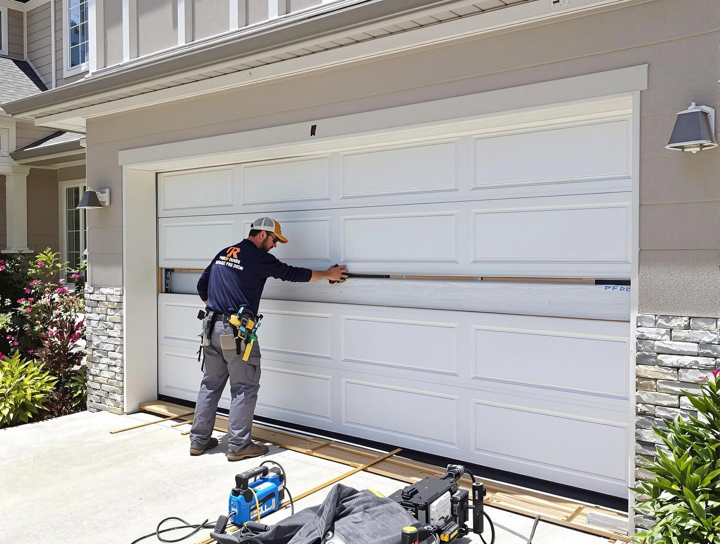Dickson Garage Door Repair team performing complete garage door replacement at Dickson residence