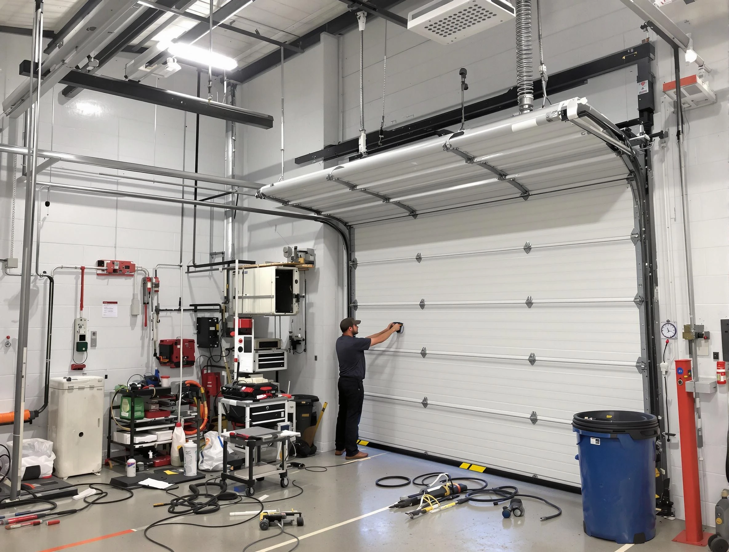 Dickson Garage Door Repair certified technician performing commercial door repair at a Dickson business facility