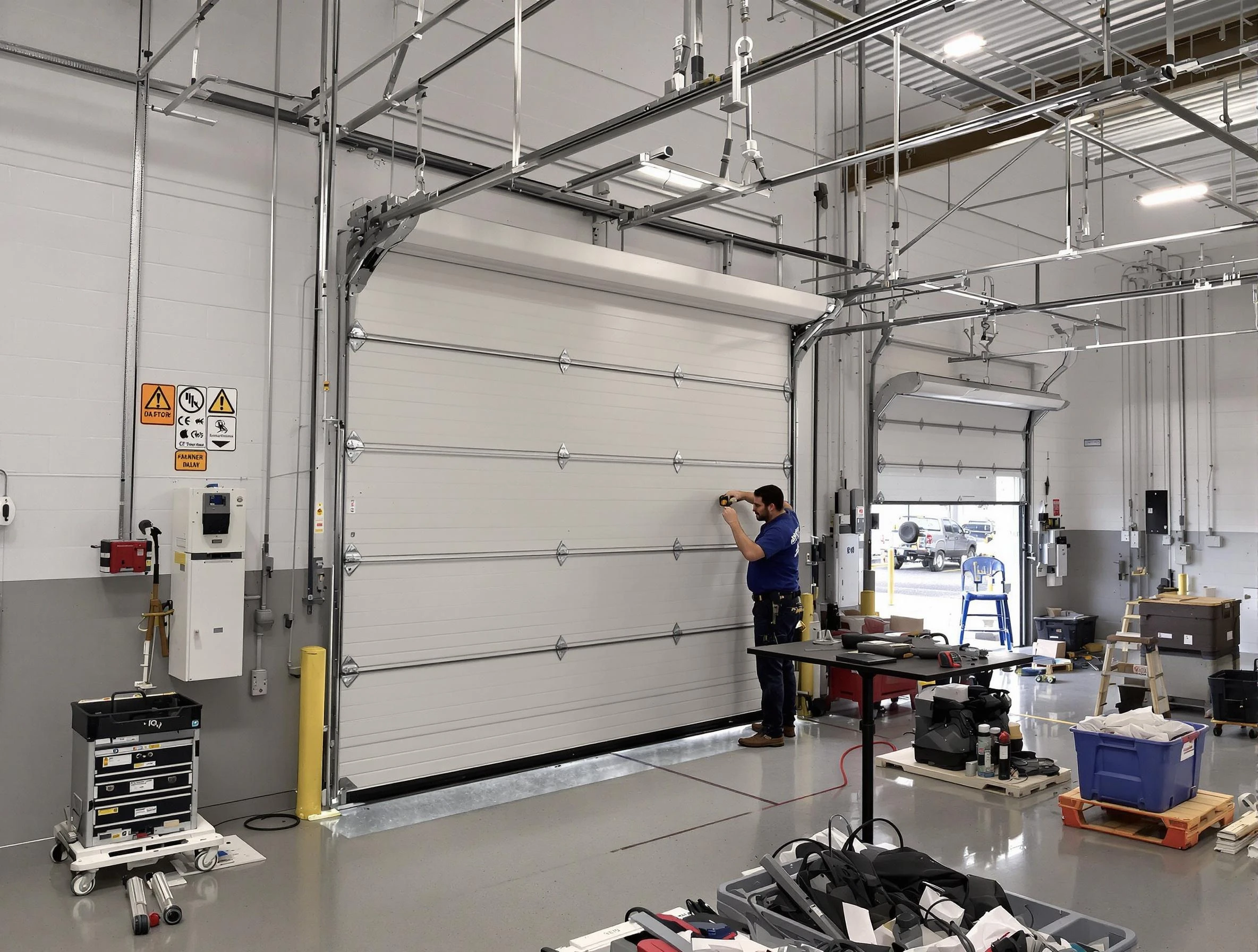 Commercial garage door repair being performed by Dickson Garage Door Repair expert in Dickson