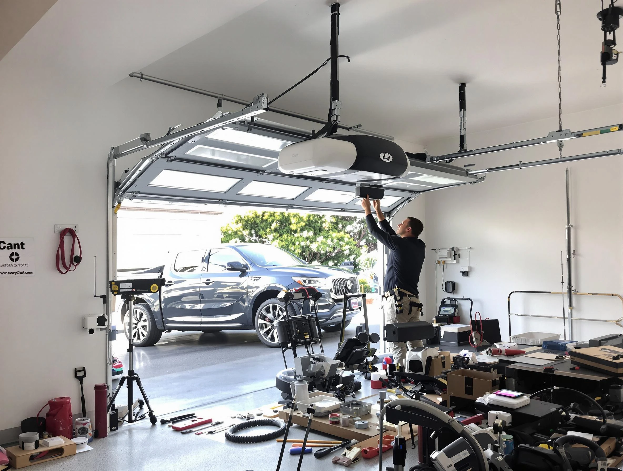 Dickson Garage Door Repair specialist installing smart garage door opener system in Dickson home