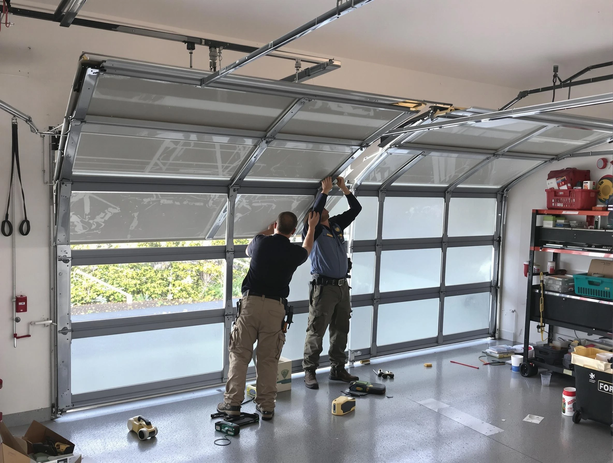 Dickson Garage Door Repair expert performing precise panel replacement on Dickson garage door